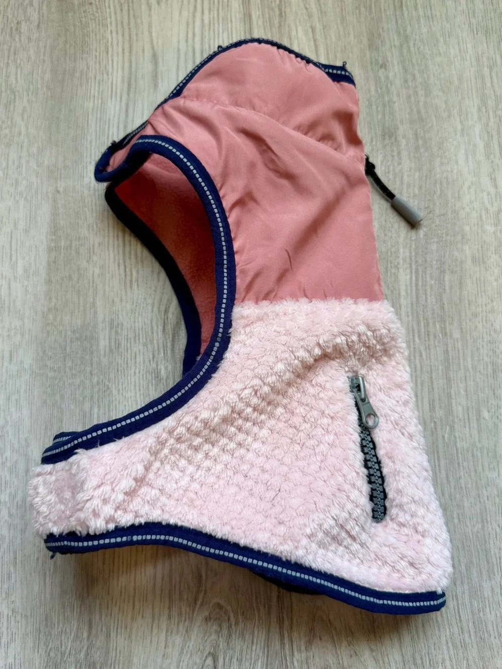 Pink Sherpa & Nylon Zip Vest for Pets/Small Puppy Dogs - size Small